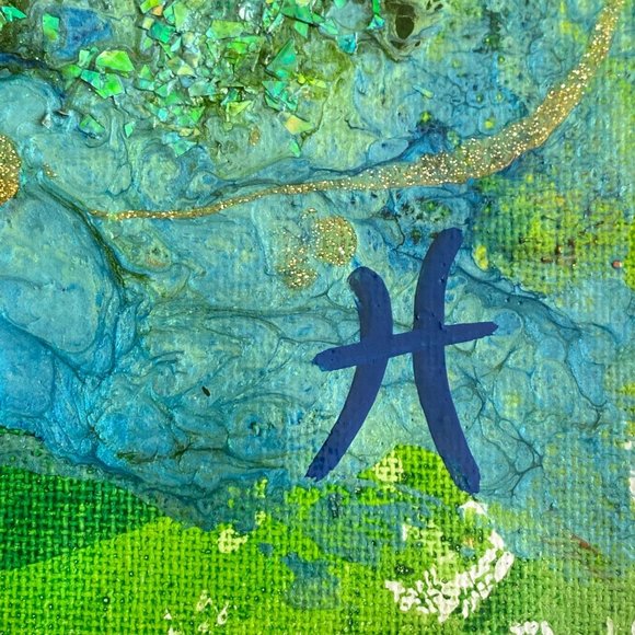 Sea Song Cove - Original Art Handmade Blue Green Mixed Media Artwork by Tristina - Picture 9 of 10